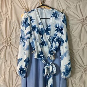 SHEIN Blue Floral Long Sleeve 2 pc set